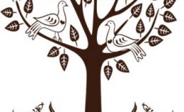 Наклейка для декорирования "Дерево с голубями"