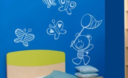 Наклейки на стены для детской комнаты "Мишка и сачок"