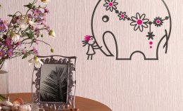 Наклейка для стен "Слон и девочка"